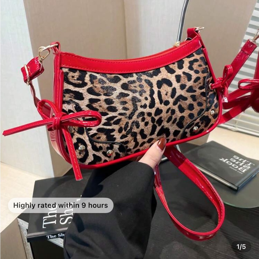 Leopard Print Red Women's Bag